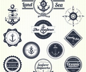 Set of Nautical labels vector 05