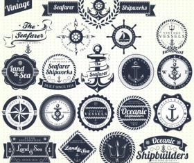 Set of Nautical labels vector 06