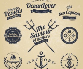 Set of Nautical labels vector 07