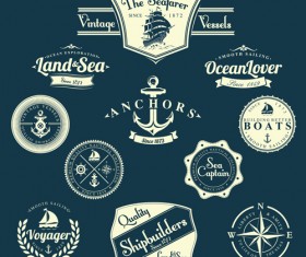 Set of Nautical labels vector 08