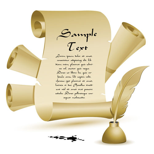 Set of old parchment Scrolls vector 02