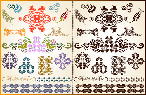Various Plant Decoration pattern vector 04