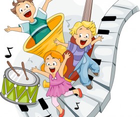 Playing children Cartoon vector set 01