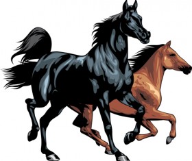 Different Running horses vector 02