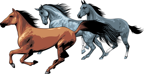 Different Running horses vector 03