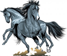 Different Running horses vector 04