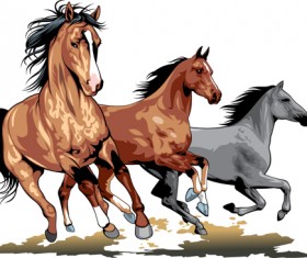 Different Running horses vector 05