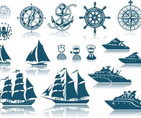 ships design elements vector set 01