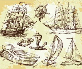 ships design elements vector set 04
