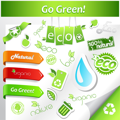 Sale and eco Stickers vector set 04