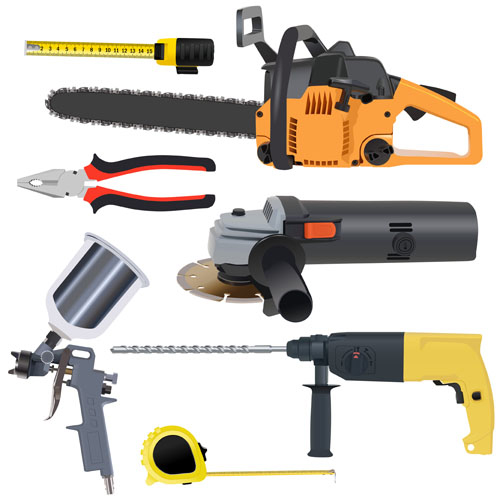 Various building tools elements vector set 01