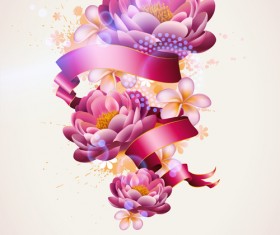 Beautiful Flowers elements background vector 05