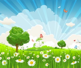 Vivid Spring elements vector background 05