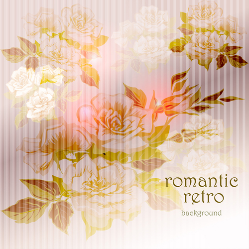 Elements of Vintage background with flowers vector graphics 01