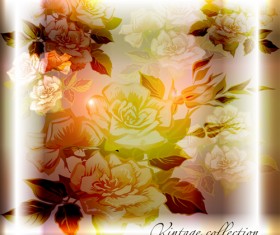 Elements of Vintage background with flowers vector graphics 02