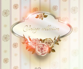 Elements of Vintage background with flowers vector graphics 04