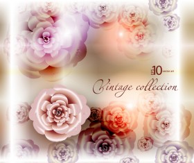 Elements of Vintage background with flowers vector graphics 05