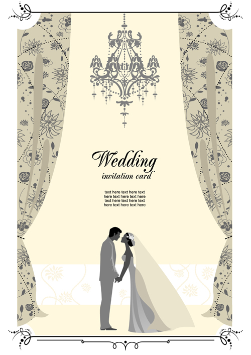 Romantic Wedding elements Backgrounds vector 04