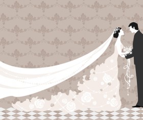 Romantic Wedding elements Backgrounds vector 05