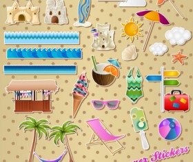 Different Summer Seaside elements vector set 01