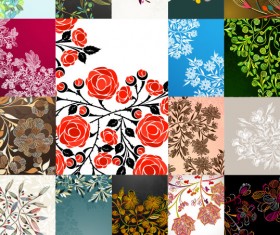 Elements of floral greeting cards vector set 01