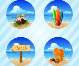 Different Summer Seaside elements vector set 02