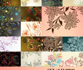 Elements of floral greeting cards vector set 02