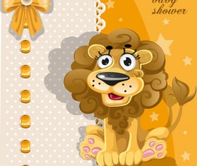 Cute cartoon Animal cards design vector 02