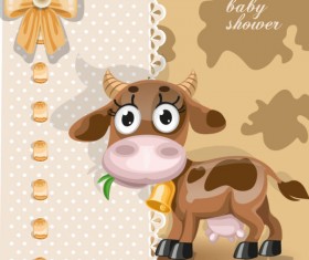 Cute cartoon Animal cards design vector 03
