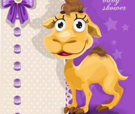 Cute cartoon Animal cards design vector 04
