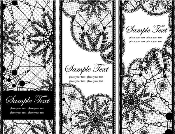 Set of Old lace vector background art 02