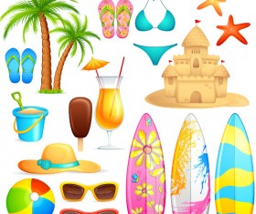 Different Summer Seaside elements vector set 04