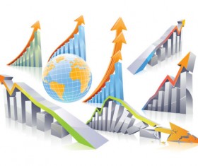 3D Arrow with planet Business graphic vector