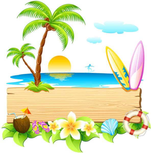 Summer travel in tropical design elements vector 01