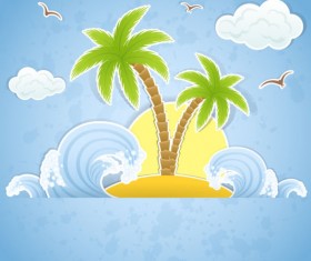 Summer travel in tropical design elements vector 02