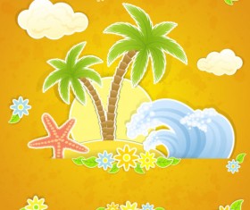 Summer travel in tropical design elements vector 04