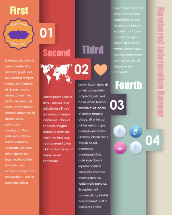 Set of Number of information banner vector graphic 01