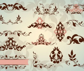 Floral Ornaments with lace vector 01