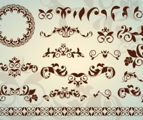 Floral Ornaments with lace vector 02