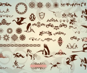 Floral Ornaments with lace vector 03