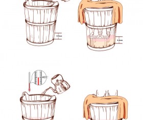 Hand drawn Wooden bucket vector graphic