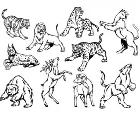 Hand drawn different Animal design vector