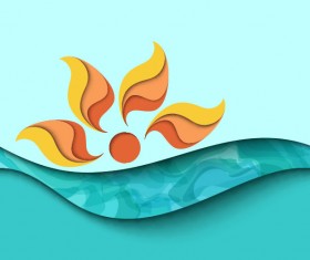 Summer and cartoon waves background vector 04