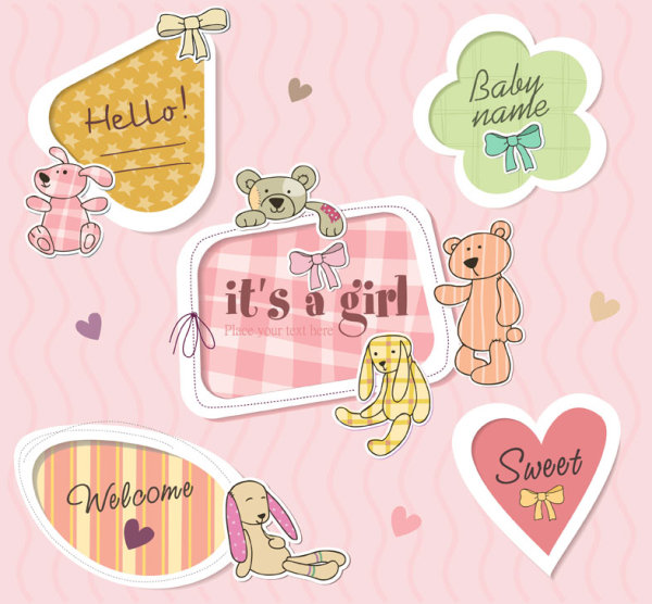 Cute Baby frames with text label vector 01