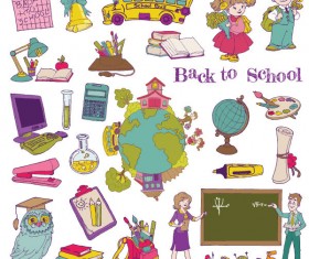 Cartoon School theme Illustration vector 01