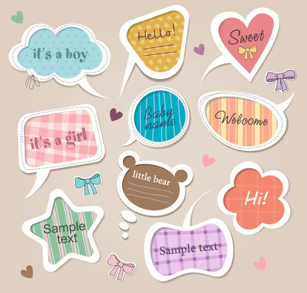 Cute Baby frames with text label vector 02