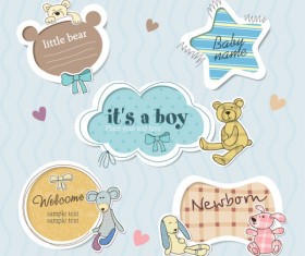 Cute Baby frames with text label vector 05