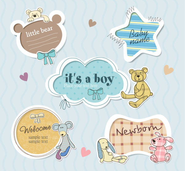 Cute Baby frames with text label vector 05