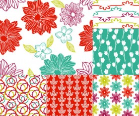 Set of Hand drawn Seamless pattern design vector 04