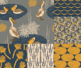 Set of Hand drawn Seamless pattern design vector 05